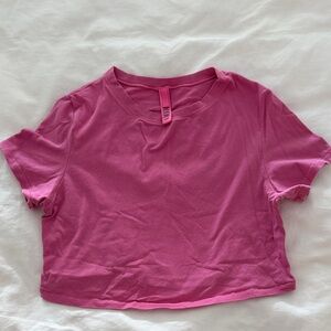 Skims sugar pink cotton jersey crop tee L